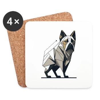 Geometric Bulldog - Coasters (set of 4) - white - Front