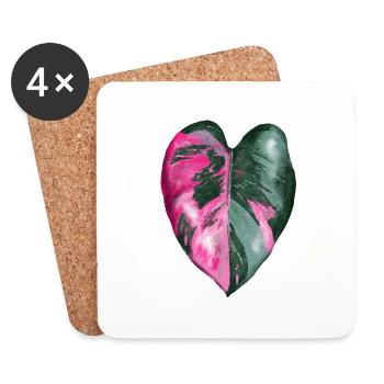 Philodendron Pink Princess Variegated - Untersetzer (4er-Set) - Weiß - Vorne