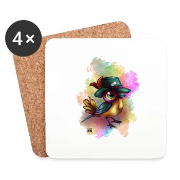 Oiseau - Dessous de verre (lot de 4) - blanc - Devant