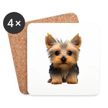 Dog owner dog Yorkshire Terrier puppy - Coasters (set of 4) - white - Front
