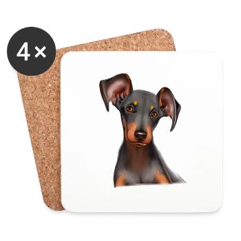 Doberman Chien Doberman Dresseur Doberman Chiot Doberman - Dessous de verre (lot de 4) - blanc - Devant