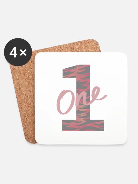Zahl / 1 / Ein Jahr / Erster / Geburtstag / Nummer - Untersetzer (4er-Set) - Weiß