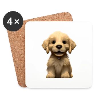 Hundewelpe Golden Retriever Hunde Hundebesitzer - Untersetzer (4er-Set) - Weiß - Vorne