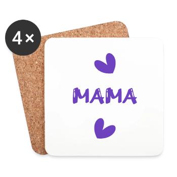 FÊTE DES MÈRES. MAMA. MUM. BONNE FÊTE MAMAN. MAMAN - Dessous de verre (lot de 4) - blanc - Devant