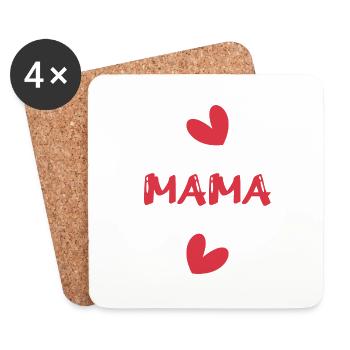 FÊTE DES MÈRES. MAMA. MUM. BONNE FÊTE MAMAN. MAMAN - Dessous de verre (lot de 4) - blanc - Devant