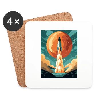 Lancement de fusée Raketenstart - Dessous de verre (lot de 4) - blanc - Devant