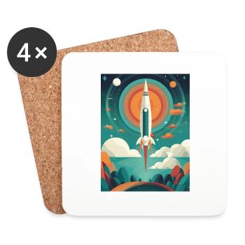 Lancement de fusée Raketenstart - Dessous de verre (lot de 4) - blanc - Devant