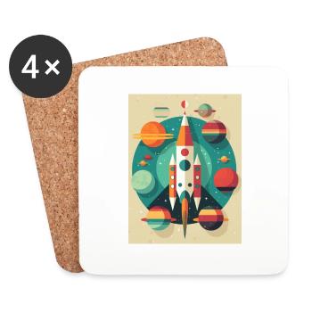 Lancement de fusée Raketenstart - Dessous de verre (lot de 4) - blanc - Devant