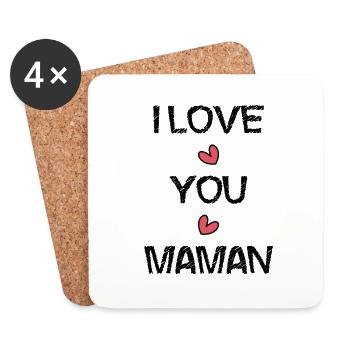 BONNE FÊTE MAMAN. MAMAN. FÊTE DES MÈRES. JE T'AIME - Dessous de verre (lot de 4) - blanc - Devant