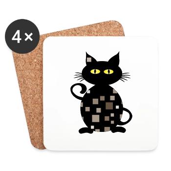 Chat - Dessous de verre (lot de 4) - blanc - Devant
