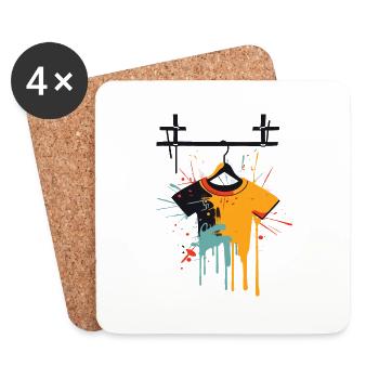 Chemise graffiti - Dessous de verre (lot de 4) - blanc - Devant