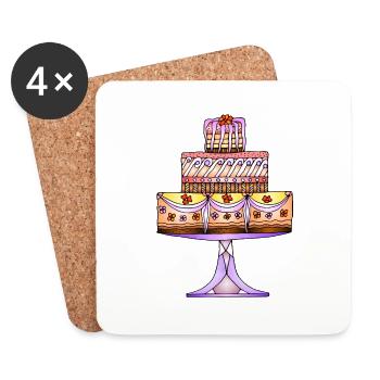 Gâteau - Dessous de verre (lot de 4) - blanc - Devant
