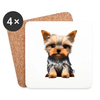 Dog Owner Yorkshire Terrier Puppy Dog - Coasters (set of 4) - white - Front