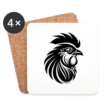 Chicken Chicken House Poultry Rooster Farm - Coasters (set of 4) - white - Front