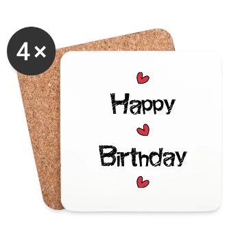 HAPPY BIRTHDAY. HAPPY BIRTHDAY. ANNIVERSARY. - Coasters (set of 4) - white - Front