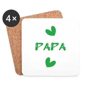 VATERTAG. ALLES GUTE ZUM GEBURTSTAG, PAPA. PAPA. FEST. HERZ - Untersetzer (4er-Set) - Weiß - Vorne