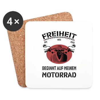 Bike Biker Motorradfahrer Freiheit Motorrad - Untersetzer (4er-Set) - Weiß - Vorne