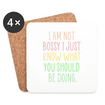 bossy fun quote - Coasters (set of 4) - white - Front