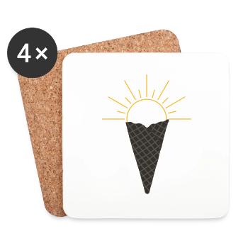 Sonne im Eis - Untersetzer (4er-Set) - Weiß - Vorne