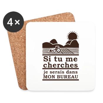 Humour Tracteur Cadeau homme femme Agriculteur - Dessous de verre (lot de 4) - blanc - Devant