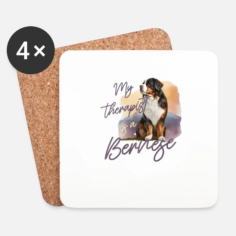 Berner Sennenhund - Untersetzer (4er-Set) - Weiß