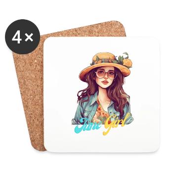 June girl Frauen Juni Sommer Shirt und Geschenke - Untersetzer (4er-Set) - Weiß - Vorne