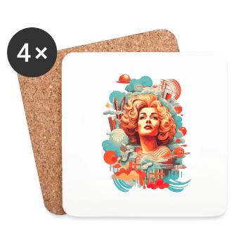 Retro Elegance: Vintage Lady - Coasters (set of 4) - white - Front