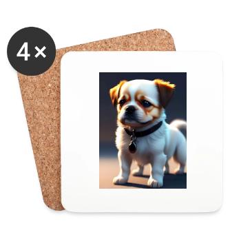 chien mignon - Dessous de verre (lot de 4) - blanc - Devant