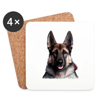 Propriétaire de chiot berger allemand - Dessous de verre (lot de 4) - blanc - Devant