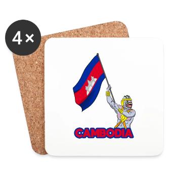 Kambodscha Krieger Khmer Schwert Flagge I Geschenk - Untersetzer (4er-Set) - Weiß - Vorne