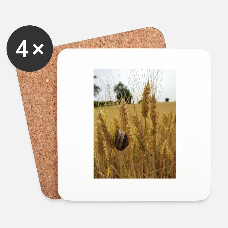 Snail on wheat - Coasters (set of 4) - white