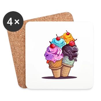 Ice cream cones - Coasters (set of 4) - white - Front