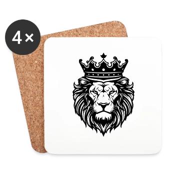 Prédateur à tête de lion - Dessous de verre (lot de 4) - blanc - Devant