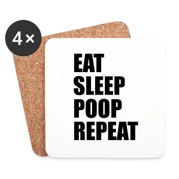 Eat sleep poop repeat - Untersetzer (4er-Set) - Weiß - Vorne