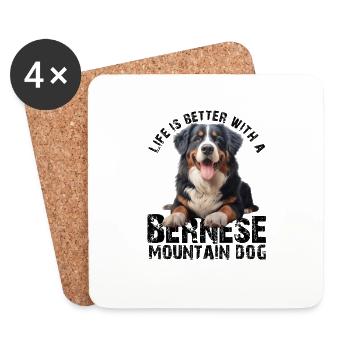 Bernese Mountain Dog - Coasters (set of 4) - white - Front