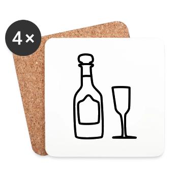 sekt mit glas 1 - Untersetzer (4er-Set) - Weiß - Vorne