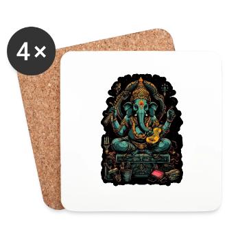 Neon - Ganesha - Elephant God - Instruments - pos - Untersetzer (4er-Set) - Weiß - Vorne