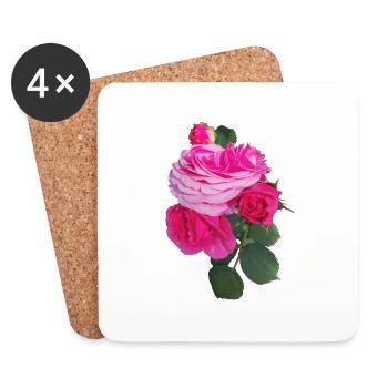 Rose - Dessous de verre (lot de 4) - blanc - Devant