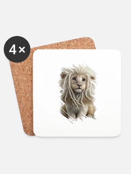 Weißer Löwe mit Dreadlocks - Untersetzer (4er-Set) - Weiß