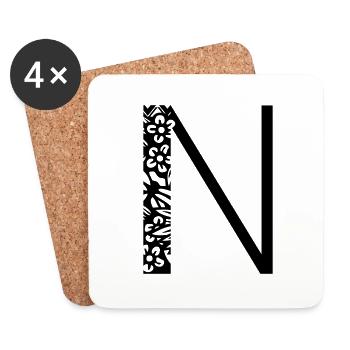 Buchstabe N - Untersetzer (4er-Set) - Weiß - Vorne