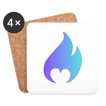 Flamme mit Herz - Untersetzer (4er-Set) - Weiß - Vorne