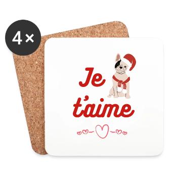 Je t'aime - French Quote - I Love You - Coasters (set of 4) - white - Front