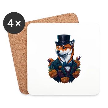 Shiba Inu Hat Crypto Coin Dogecoin Meme Drôle - Dessous de verre (lot de 4) - blanc - Devant