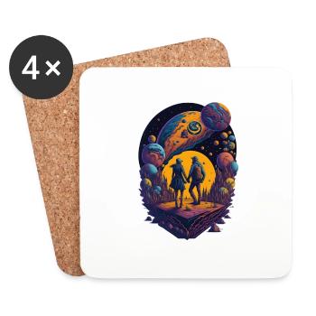 Love Space Holding Hands Lover Gift - Coasters (set of 4) - white - Front