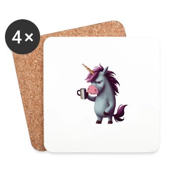 Guten Morgen Ganz Dünnes Eis Morgenmuffel Einhorn - Untersetzer (4er-Set) - Weiß - Vorne