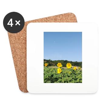 Tournesols et lune matinale - Dessous de verre (lot de 4) - blanc - Devant