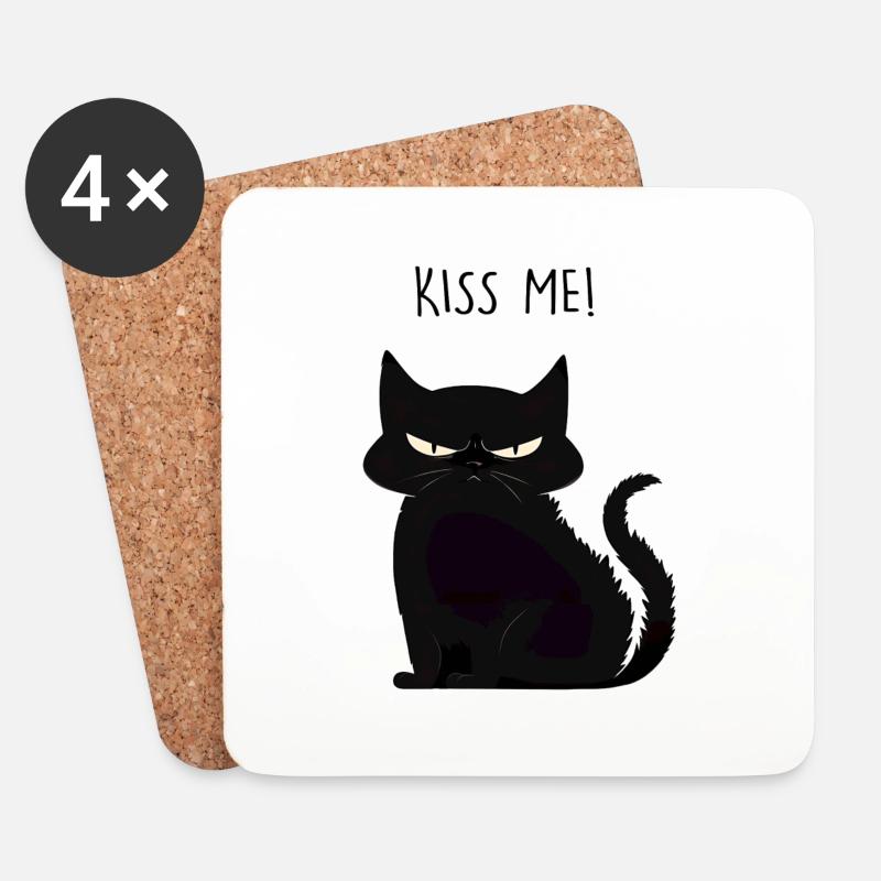 Kiss me! - Untersetzer (4er-Set) - Weiß