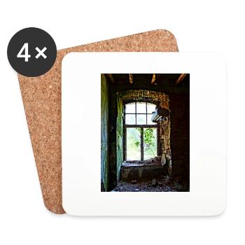 Urbex Photographie | Fenêtre colorée avec arbre - Dessous de verre (lot de 4) - blanc - Devant