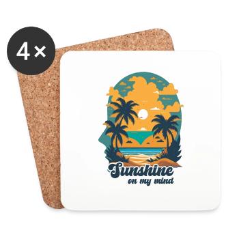 Sunshine in my mind. Cool summertime design. - Coasters (set of 4) - white - Front