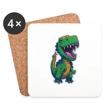 Dinosaures drôle cool - Dessous de verre (lot de 4) - blanc - Devant